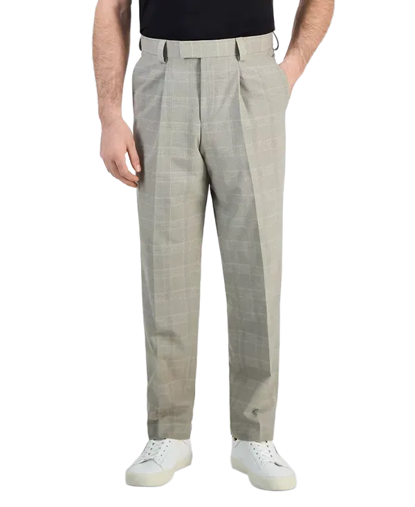 Hugo Boss Theodor Slim-Fit Plaid Pleated Pants GREEN