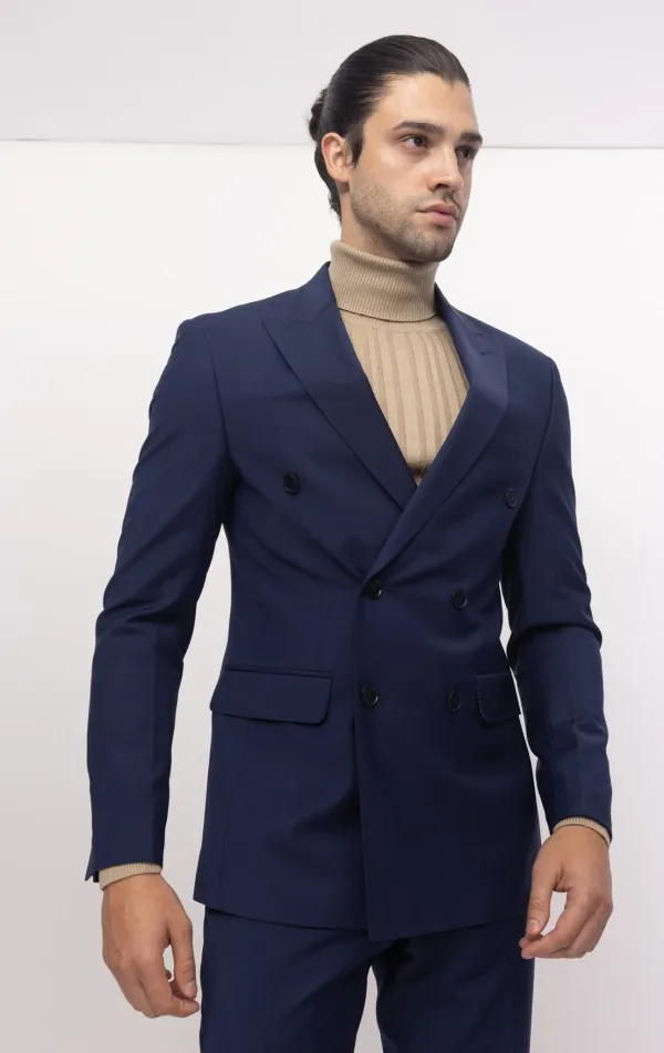 Ron Tomson Clothing Double Breasted Super 120s Suit - Parliament Blue Parliament Blue