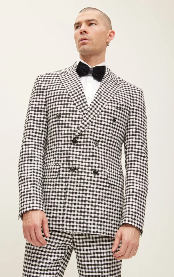 Ron Tomson Clothing Ron Tomson Double Breasted Houndstooth Suit BLK/WHT