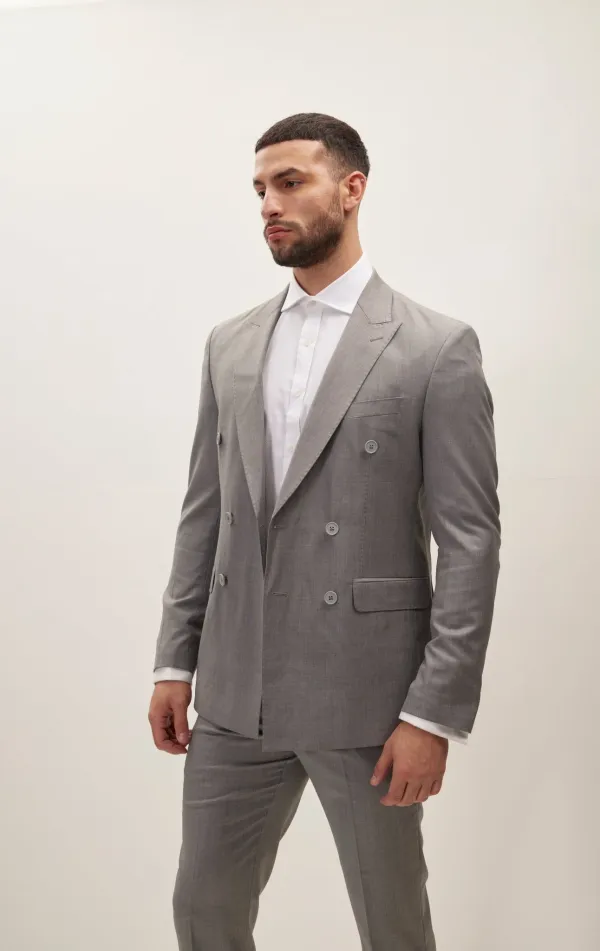Ron Tomson Clothing Double Breasted Super 120s Suit - Grey GREY