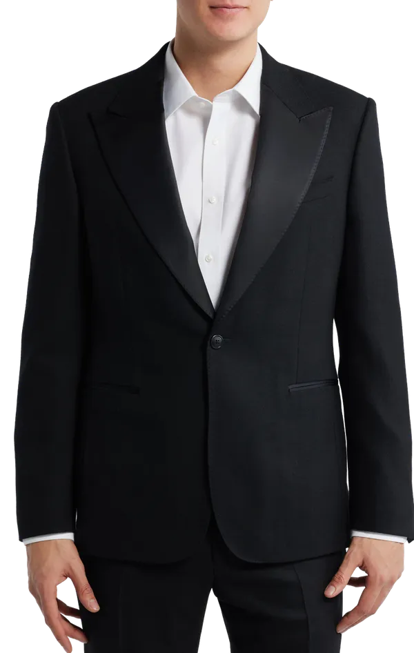 Zanella Clothing Peaked Lapel Black Wool Tuxedo Black