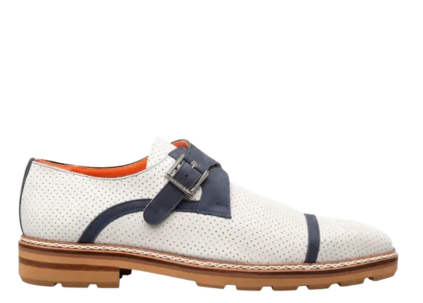 Mezlan Shoes Monk Strap Alari grey/blue