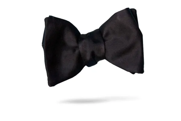 Carrot & Gibbs Solid Satin Italian Silk Bow Tie BLACK
