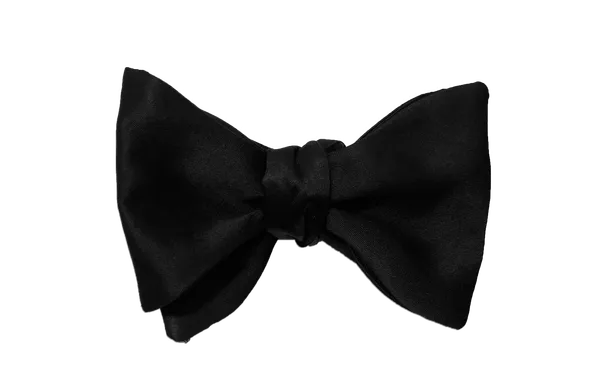 Carrot & Gibbs 3 1/2" Solid Satin Italian Silk Bow Tie- Black BLACK