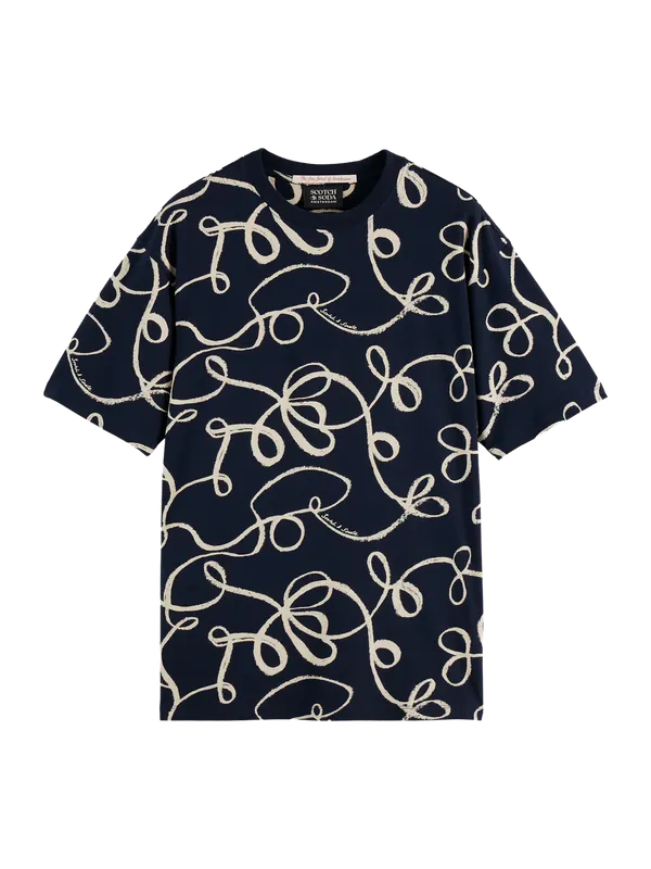 Scotch & Soda Relaxed Print T-shirt Ribbon Navy AOP