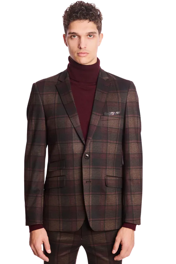 PAISLEY & GRAY Dover Notch Jacket - Boysenberry Plaid Slim Fit