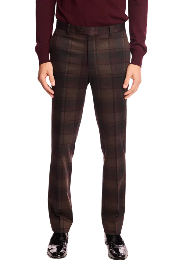 PAISLEY & GRAY Downing Pants - Boysenberry Plaid Slim Fit