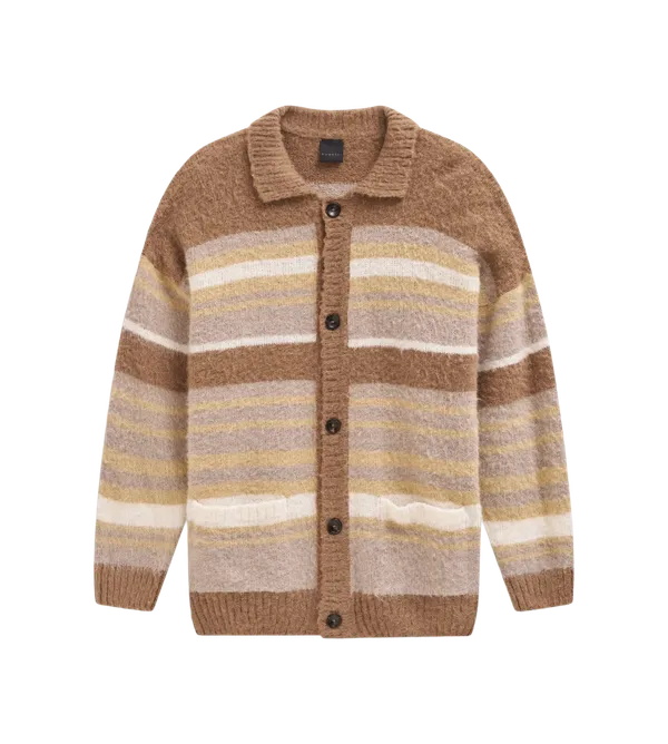 Bugatti Clothing Striped collared cardigan Tan/multicolor