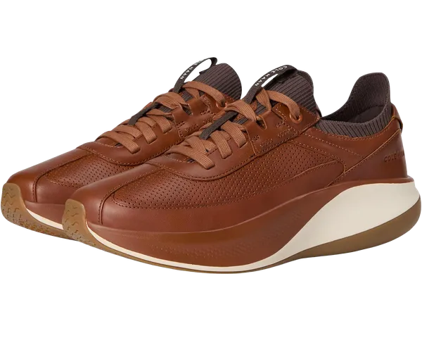 COLE HAAN GrandPrø All-Day Leather Running Shoes COGNAC