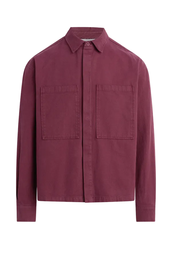 Hudson Jeans Relaxed Long Sleeve Overshirt Burgundy
