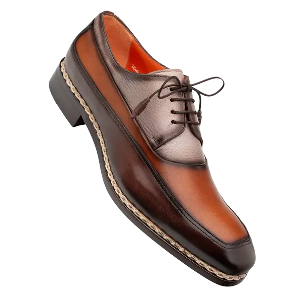 Mezlan Shoes Bowery Calf/Deer Derby Cognac