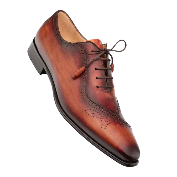 Mezlan Shoes Gasset Wing Tip Oxford Cognac/Rust