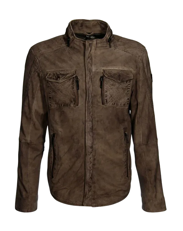 Mauritius Leather Mauritius Cove Regular Fit Leather Jacket Elephant
