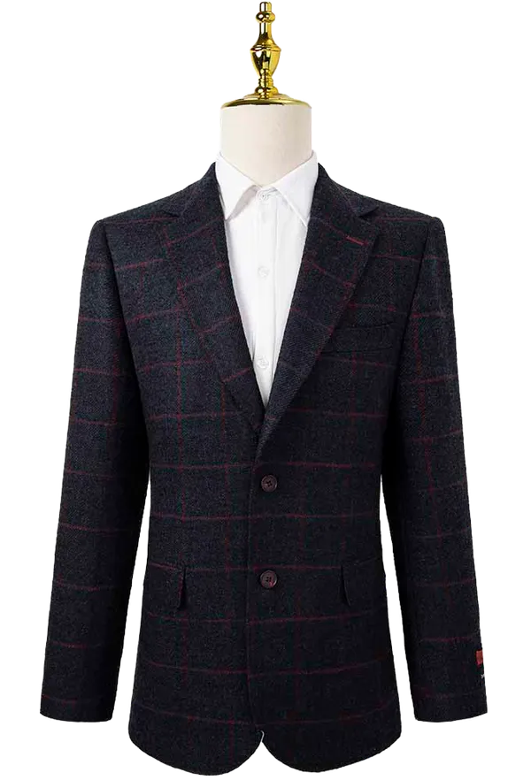 Bresciani Clothing Sport Coat - Navy Window Pane Modern Fit