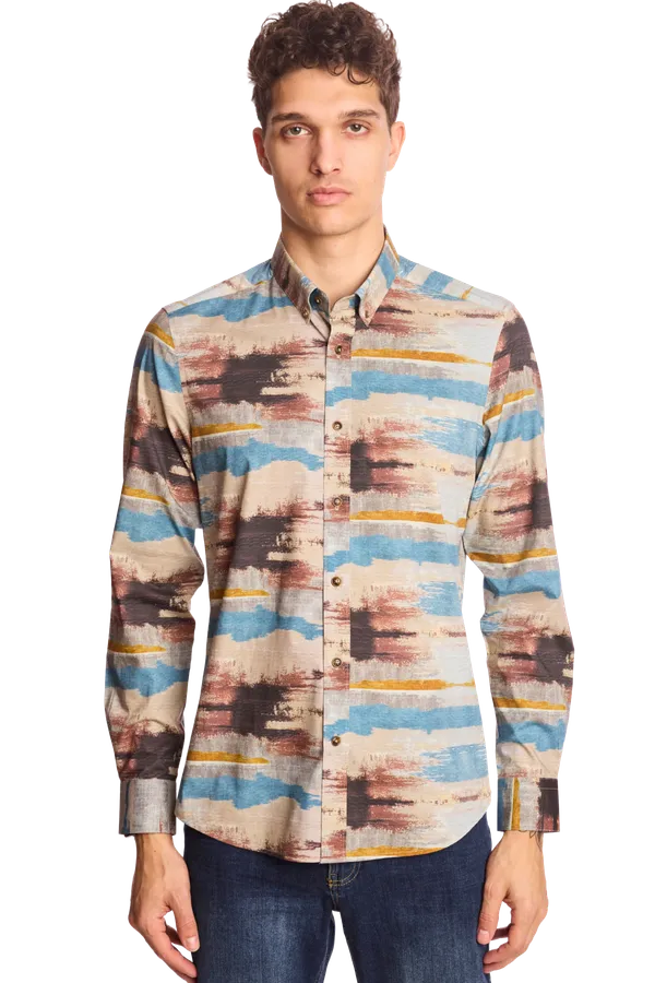 PAISLEY & GRAY Button down Shirt Burgundy/multi