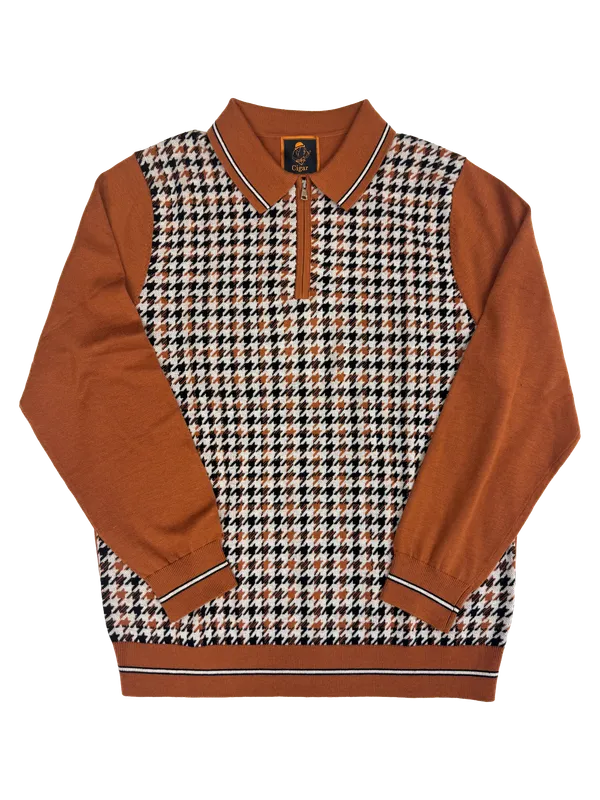 Cigar Couture Wool Blend Zip Sweater Clay