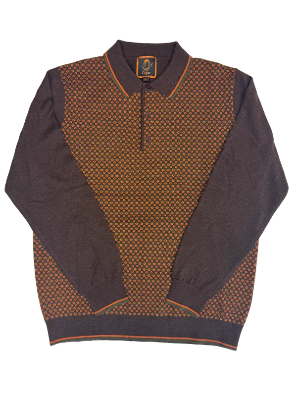 Cigar Couture Wool Blend Buttoned Sweater Coffee
