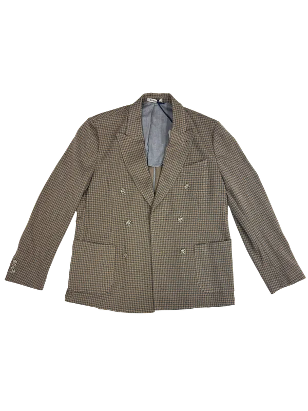 Richard Choi Houndstooth DB Jacket - Brown/Grey