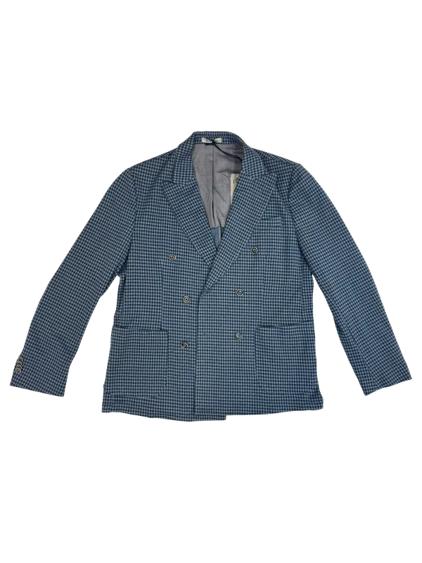 Richard Choi Houndstooth DB Jacket - Blue/Navy