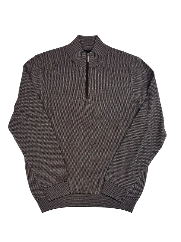Bugatti Clothing Quarter Zip Blend Sweater Brown