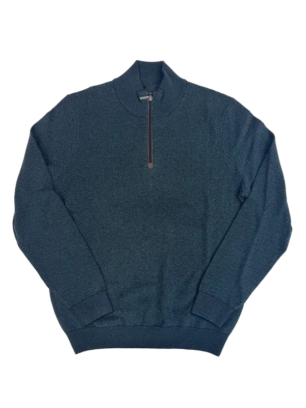 Bugatti Clothing Quarter Zip Blend Sweater Blue/Green