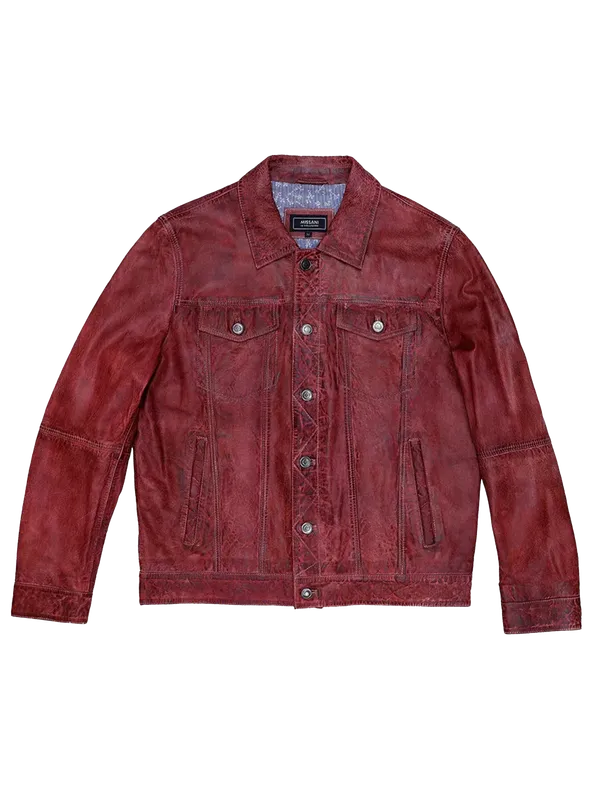 MISSANI LE COLLEZIONI Leather Jean Jacket - Red