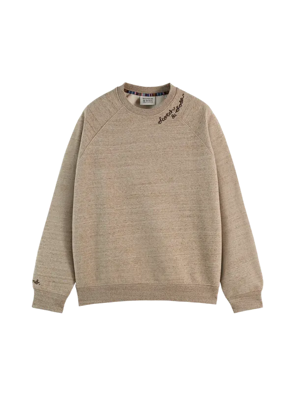 Scotch & Soda Space Yarn Embroidered Sweatshirt Brown