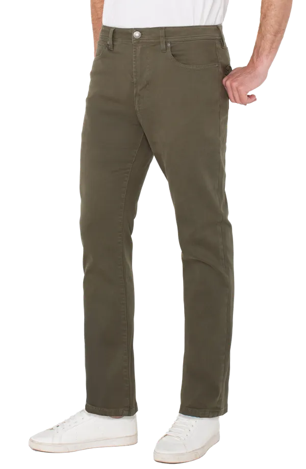 LIVERPOOL JEAN CO Kingston Modern Straight Jean- Olive OLIVE