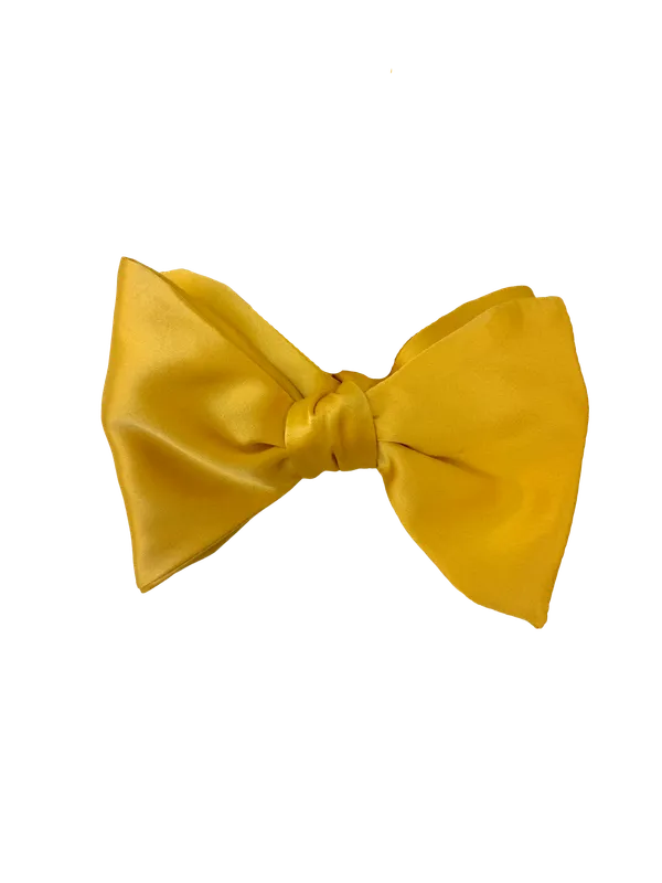CARROT & GIBBS 3 1/2" Solid Satin Italian Silk Bow Tie - Canary Yellow