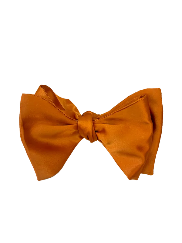 CARROT & GIBBS 3 1/2" Solid Satin Italian Silk Bow Tie - Orange