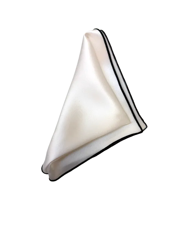 CARROT & GIBBS Silk Pocket Square - White/Black