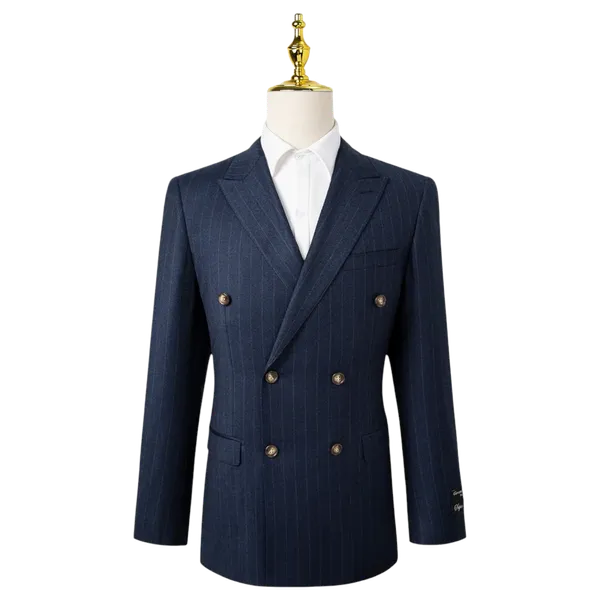 Bresciani Clothing Double Breasted Suit - Navy Pinstripe Modern fit