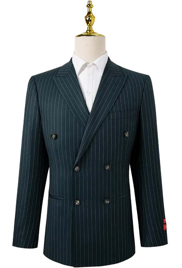 Bresciani Clothing Double Breasted Suit - Dark Green Modern Fit