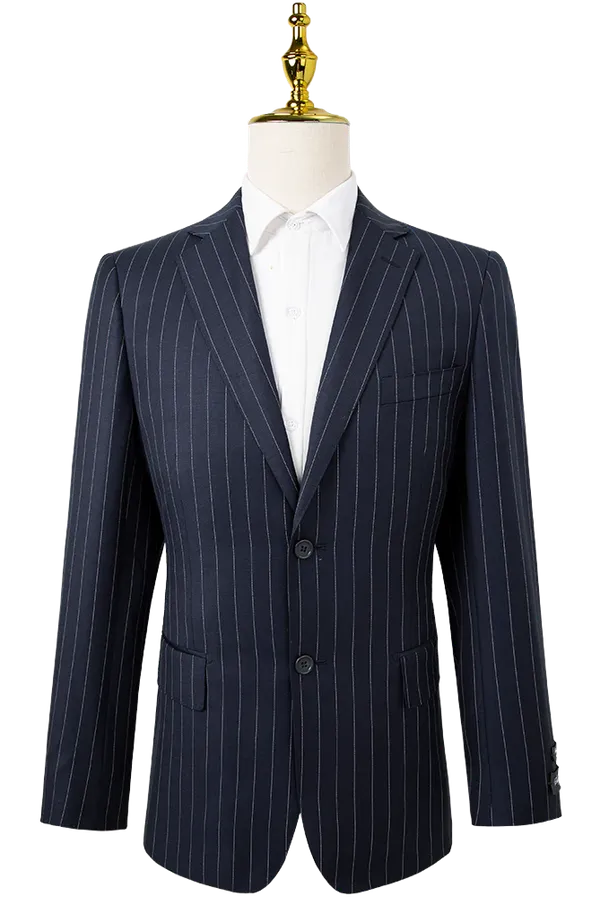 Bresciani Clothing Suit - Navy Grey Pinstripe Modern Fit