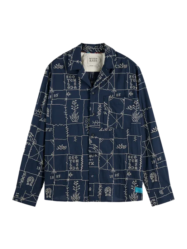 Scotch & Soda Allover Embroidered Shirt Navy