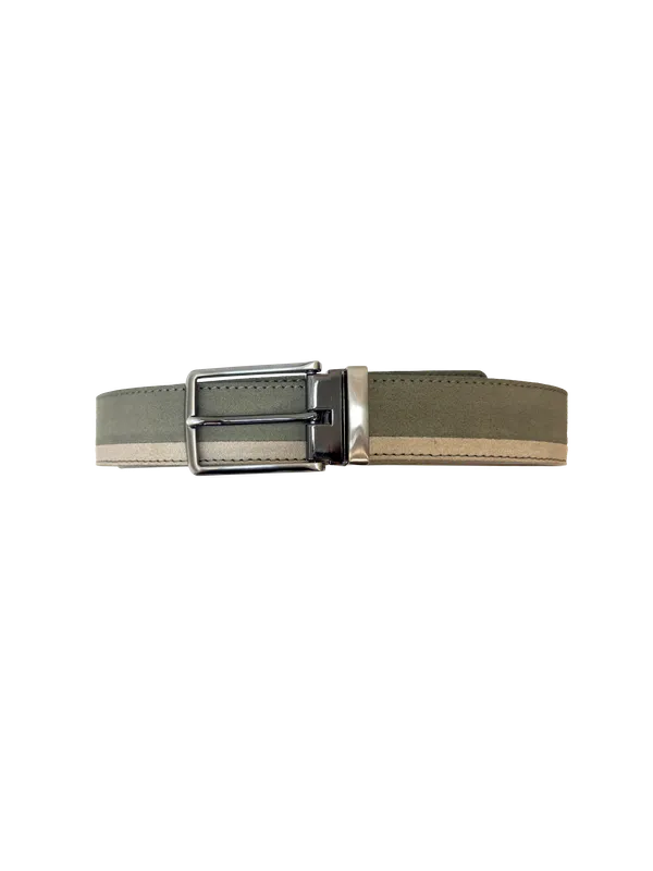 Bugatti Clothing Two-Tone Genuine Leather Belt Olive/Camel
