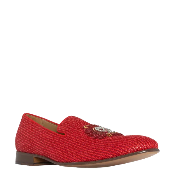 Donald Pliner Shoes Embroidered Patch Loafer - Red