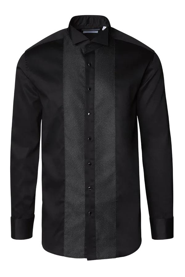 Ron Tomson Clothing Pique Bib Tuxedo Shirt Black