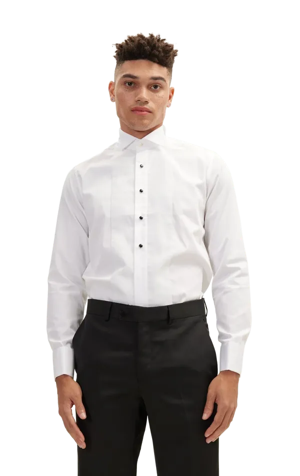 Ron Tomson Clothing Pique Bib Tuxedo Shirt WHITE