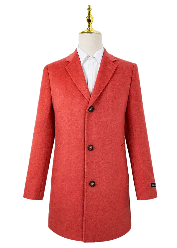 Bresciani Clothing Italian Wool Top Coat - Red RED