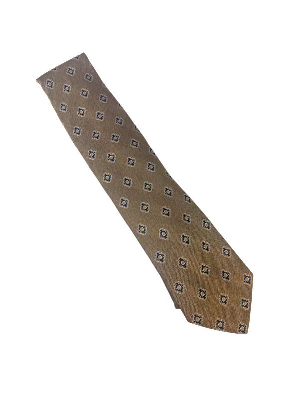 Ruth Graves Designs Solid Silk Tie - Gold Geometric