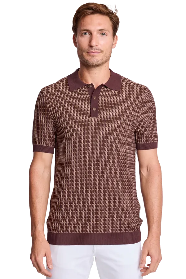 PAISLEY & GRAY 3 Button Polo - Ganache & Tan