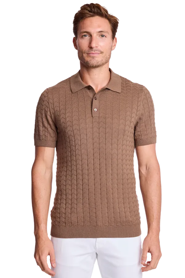 PAISLEY & GRAY 3 Button Polo - Maple Bacon BROWN