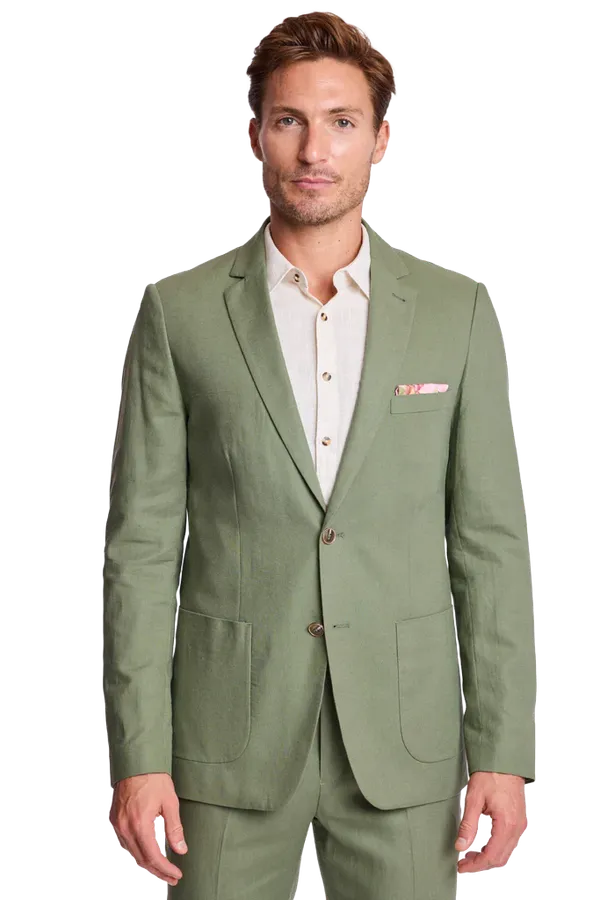 PAISLEY & GRAY Dover Notch Jacket - Olivine Green Linen Slim