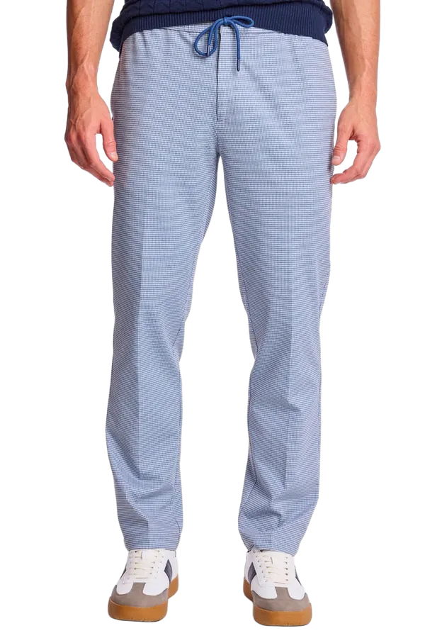PAISLEY & GRAY Chester Drawstring Pants - Navy Knit Houndstooth Slim