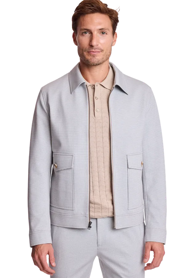PAISLEY & GRAY Milo Zip Front Jacket - Steel Houndstooth Slim