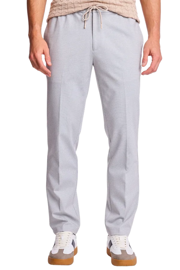 PAISLEY & GRAY Chester Drawstring Pants - Steel Puddle Knit Houndstooth Slim