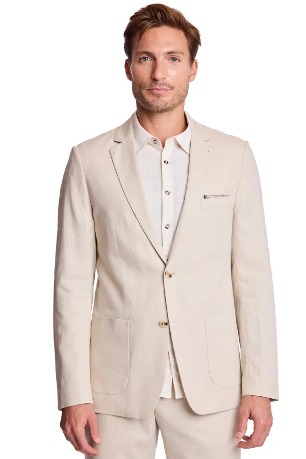 PAISLEY & GRAY Dover Notch Jacket - Tan Glaze Linen Slim