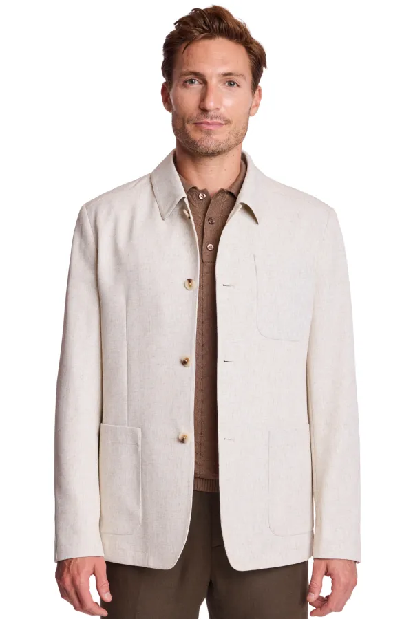 PAISLEY & GRAY New City Button Up Jacket - Oat Linen Blend Oat