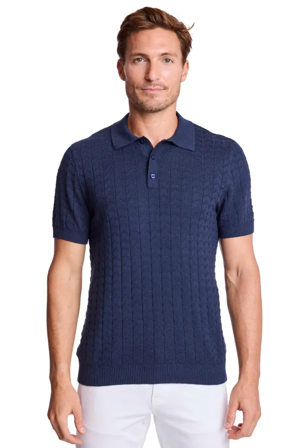 PAISLEY & GRAY 3 Button Polo - Crisp Navy Navy
